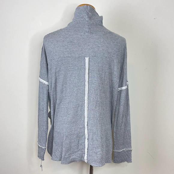 Free People We The Free Gray Cowl Neck Long Flight Pullover Top Size Small - Picture 6 of 9